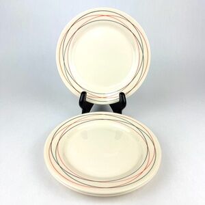 Vintage Oxford Brazil OXF3 Atomic Gray Orange Swirl 7” Bread Plates Set/3